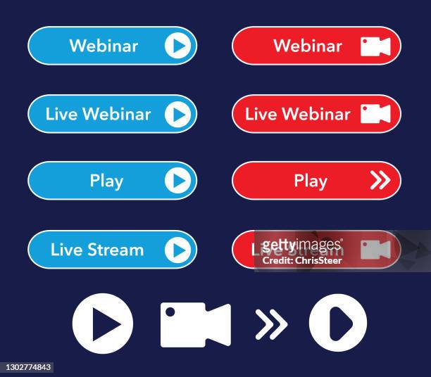 webinar web buttons - learning interface video button stock illustrations
