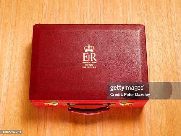 In this photo illustration, a replica of the Chancellor of the Exchequers case budget box shot on December 2011 in London, England.