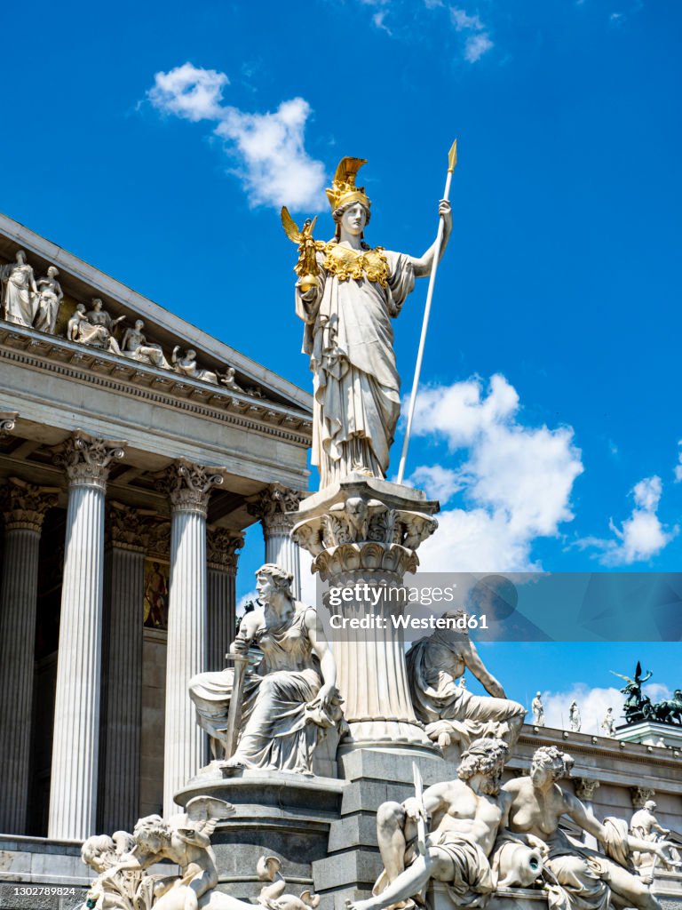 Austria, Vienna, Pallas Athene Fountain in front of Parliament building