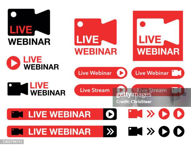 webinar icons and buttons - learning interface video button stock illustrations