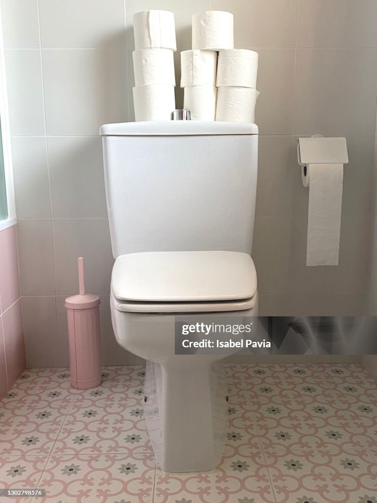 Toilet bowl in modern bathroom