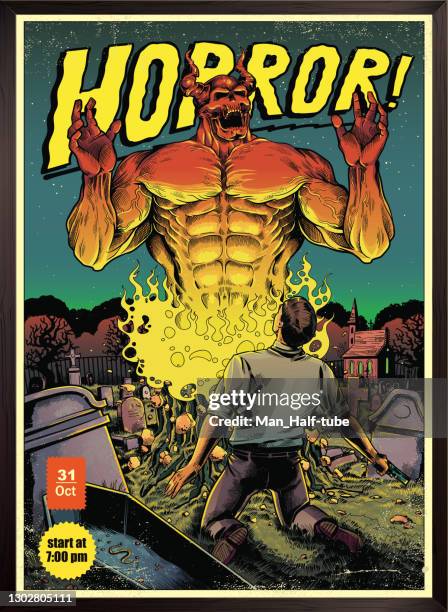 horror poster - vintage movie posters stock illustrations