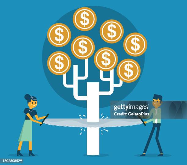 money tree - tree cutting stock illustrations