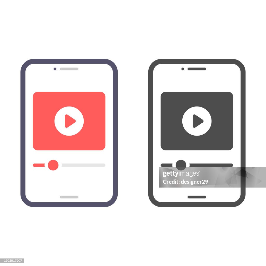 Smartphone Screen on Video Player Icon Vector Design.