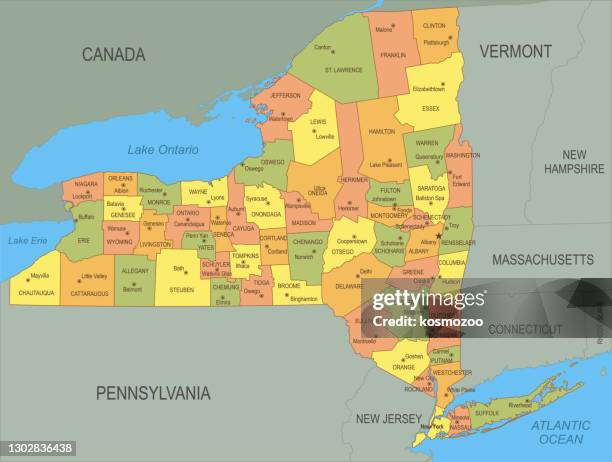 flat map of new york - new york state map outline stock illustrations