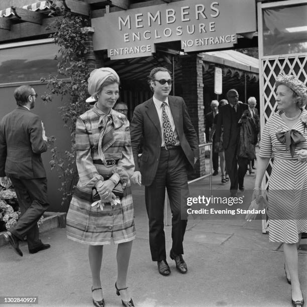 Princess Alexandra, the Honourable Lady Ogilvy, and her cousin Prince William of Gloucester outside the Members' Enclosure at Wimbledon, London, UK,...