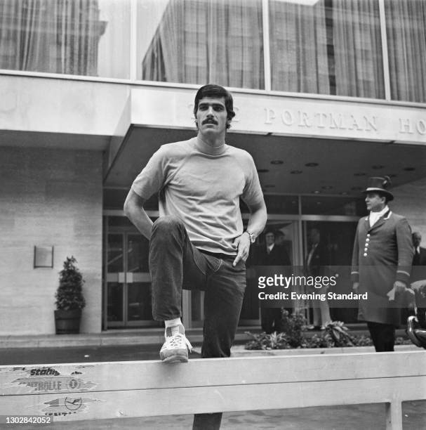 American swimmer Mark Spitz outside the Portman Hotel in London, UK, 6th September 1972.