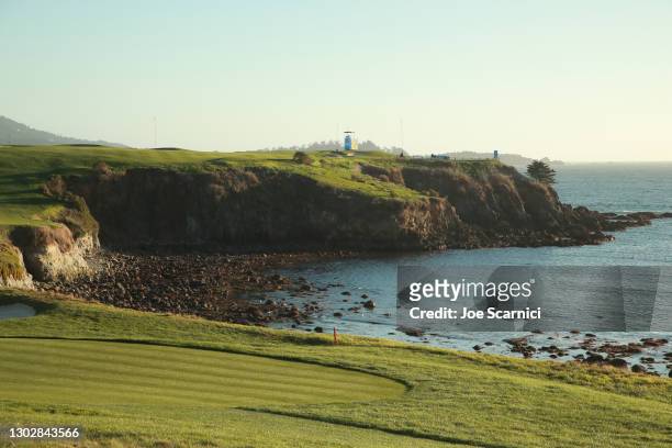 General view of the Pebble Beach Golf Course on February 13, 2021 in Pebble Beach, California.