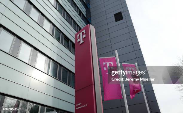 Telekom logo photographed on February 18, 2021 in Hamburg, Germany.