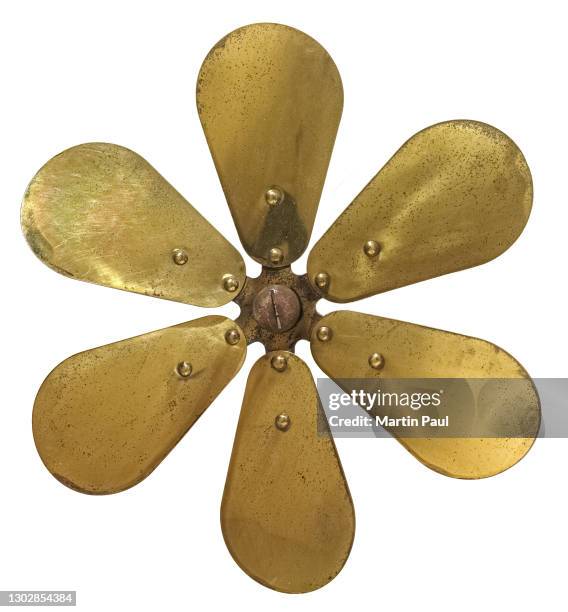 old brass electric fan blade - hélice photos et images de collection