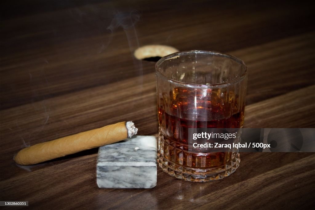 Close-up of cigarette on table