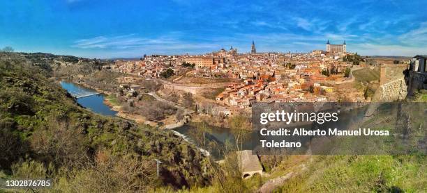 toledo city and tajo river - toledo province stock pictures, royalty-free photos & images