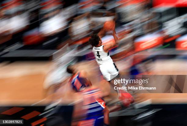 Jalen Green of the G League Ignite drives to the basket during a G-League game against the Westchester Knicks at AdventHealth Arena at ESPN Wide...