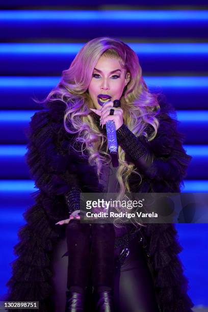 Ivy Queen performs onstage during Univision's 33rd Edition of Premio Lo Nuestro a la Música Latina at AmericanAirlines Arena on February 18, 2021 in...