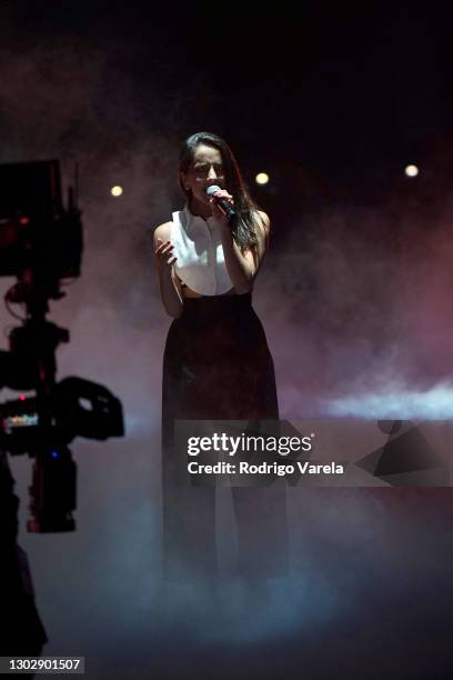 Evaluna Montaner performs onstage during Univision's 33rd Edition of Premio Lo Nuestro a la Música Latina at AmericanAirlines Arena on February 18,...