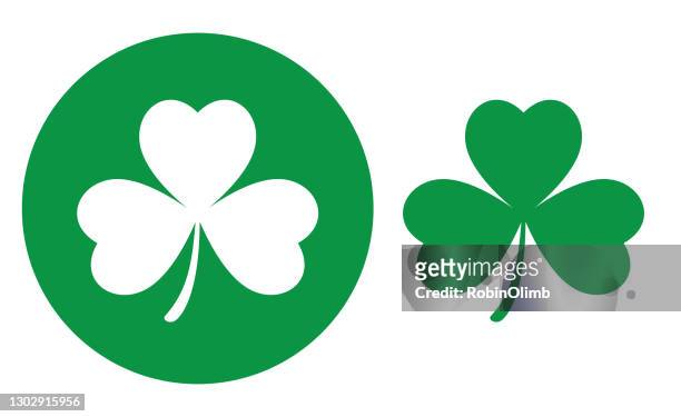 green circle clover leaf icons - four leaf clover stock illustrations