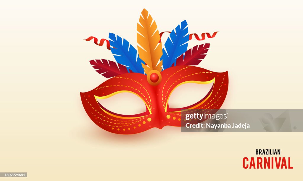 Ilustración de máscara de carnaval rojo brillante