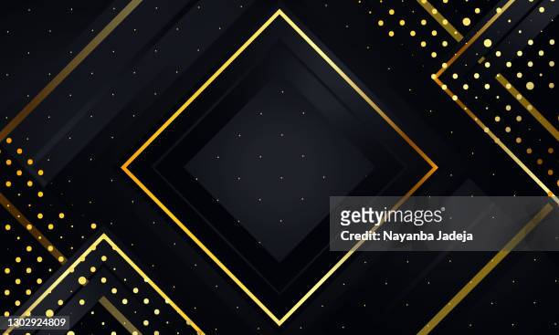 abstrakte schwarze formen mit goldenem glitzerhintergrund - fashion magazine cover stock-grafiken, -clipart, -cartoons und -symbole