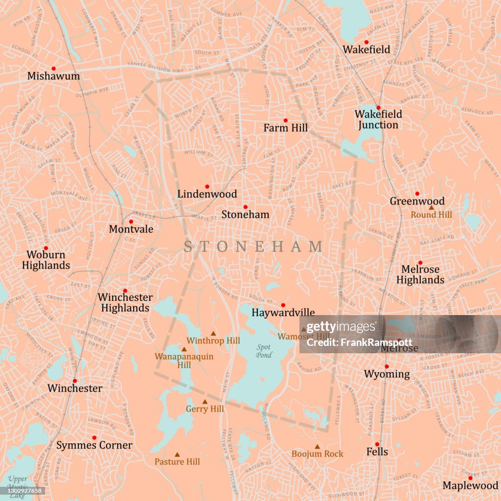 MA Middlesex Stoneham Vector Road Map