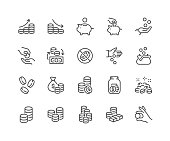 Line Coins Icons