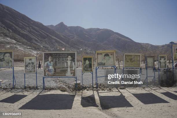 Gallery of images of the deceased in Hazara graveyard on February 05, 2021 in Quetta, Pakistan. Balochistan, a south-west region of Pakistan...