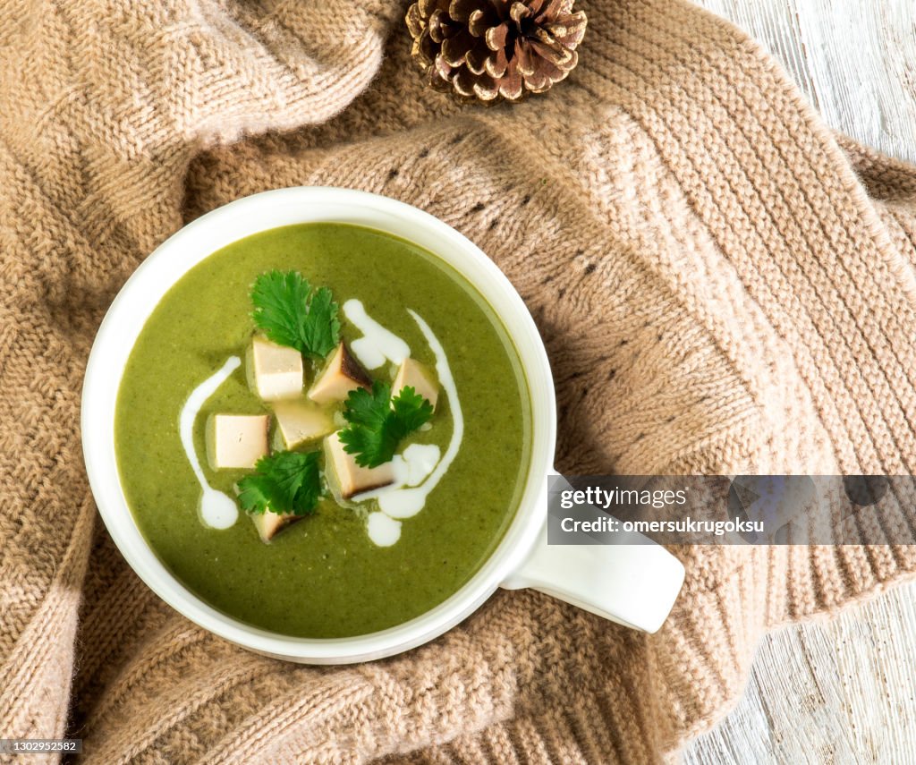 Broccoli soup made with coconut and cream