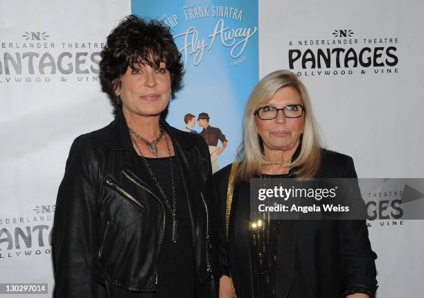 Tina Sinatra and Nancy Sinatra arrive at LA's Premiere of Twyla Tharp-Frank Sinatra Musical "Come Fly Away" at the Pantages Theatre on October 25,...