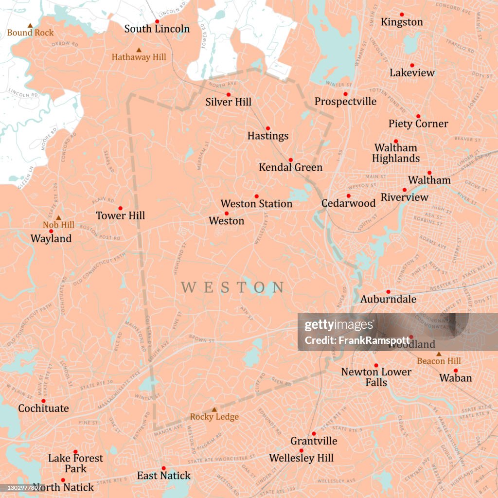 MA Middlesex Weston Vector Road Map