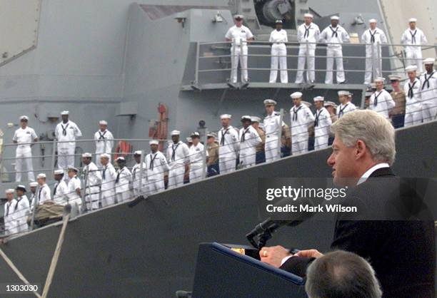 Uss Cole Ribbon Us Clinton Uss Cole Photos and Premium High Res Pictures - Getty Images
