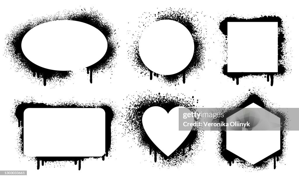 Color Dripping Frame Spray Dripping Frames Paint Splatter Abstract Geometric Borders Grunge ...