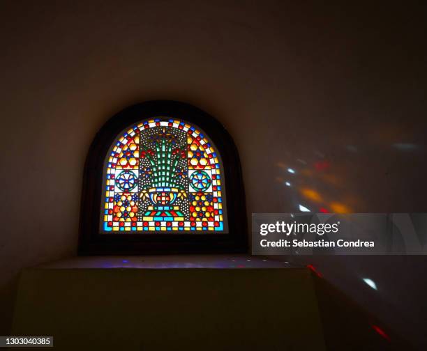 stained glass at the hanging church saint virgin mary's coptic orthodox church. - coptic stock pictures, royalty-free photos & images