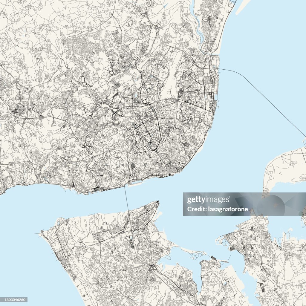 Lisbon, Portugal Vector Map