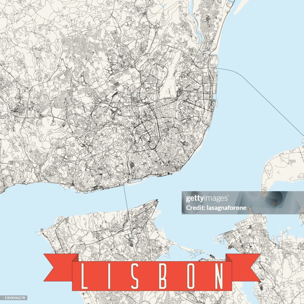 Lisbon, Portugal Vector Map