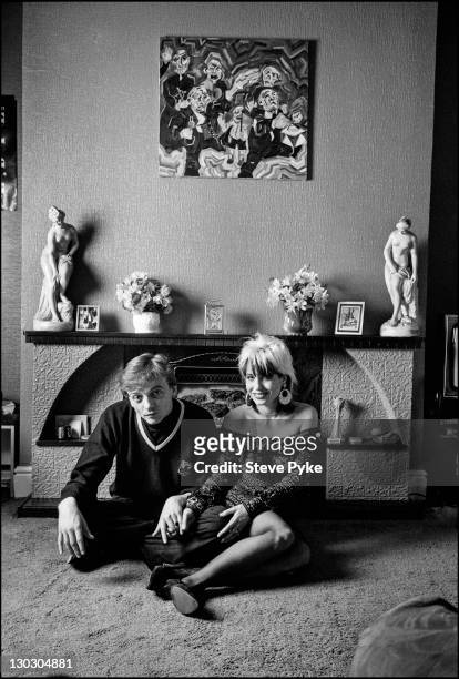 English vocalist and songwriter Mark E. Smith with his wife, American guitarist Brix Smith, both of British rock group The Fall, Manchester, 17th...