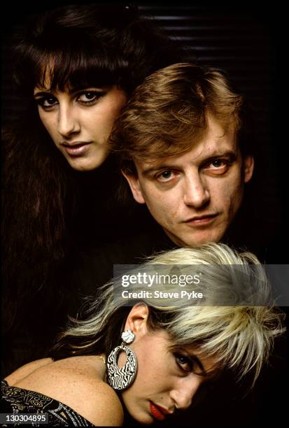 Members of of British rock group The Fall : American keyboard player Marcia Schofield, English vocalist and songwriter Mark E Smith and his wife,...