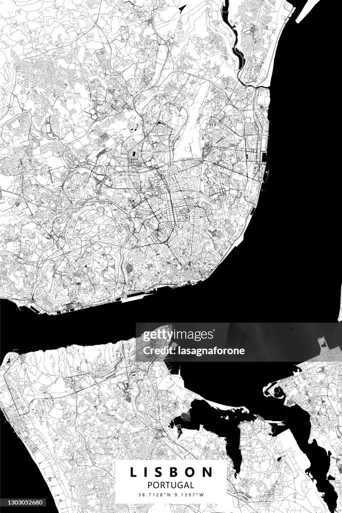 Lisbon, Portugal Vector Map