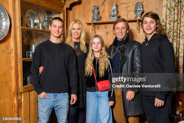 Tiziano Gravier, Valeria Mazza, Taina Gravier, Alejandro Gravier and Balthazar Gravier pose during the celebration of birthday Top Model Valeria...