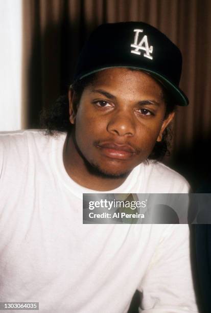 Rapper Eazy-E appears in a portrait taken on June 27, 1991 in New York City.