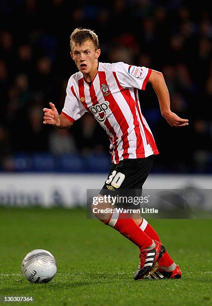 James Ward-Prowse of Southampton in action during the Carling Cup Fourth Round match between Crystal Palace and Southampton at Selhurst Park on...