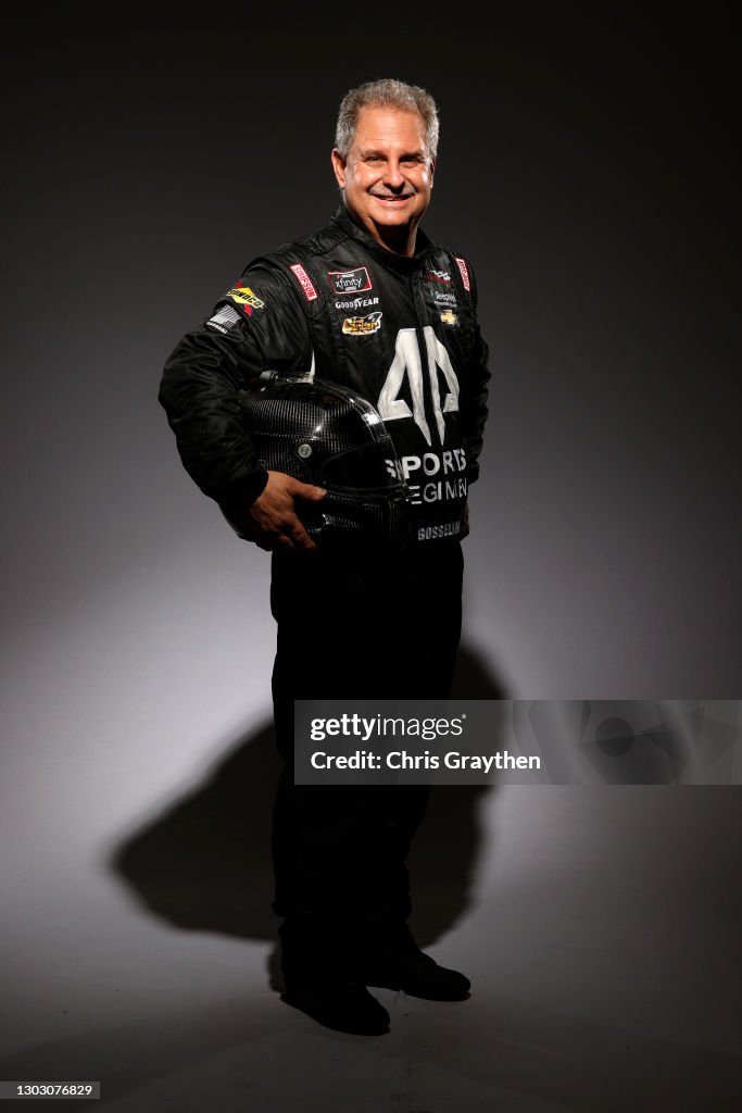 Portrait Racing Driver Official Driver Mario Gosselin poses for a photo at Daytona International ...