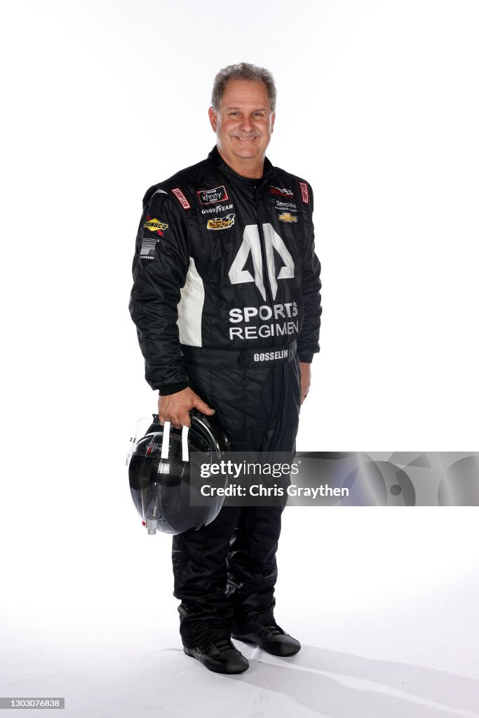 Portrait Racing Driver Official Driver Mario Gosselin poses for a photo at Daytona International ...