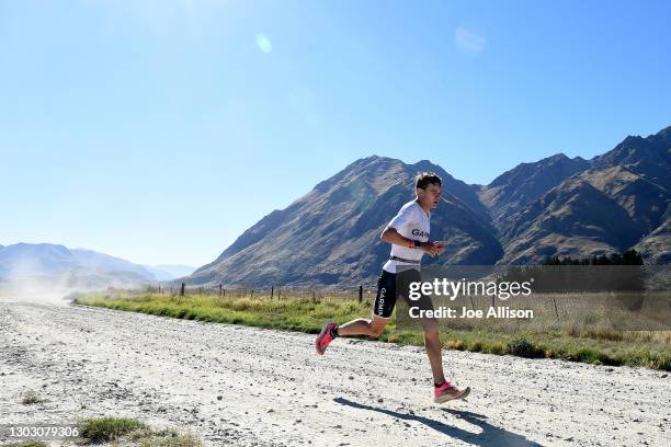 Jack Moody competes in the run leg during Challenge Wanaka on February 20, 2021 in Wanaka, New Zealand.
