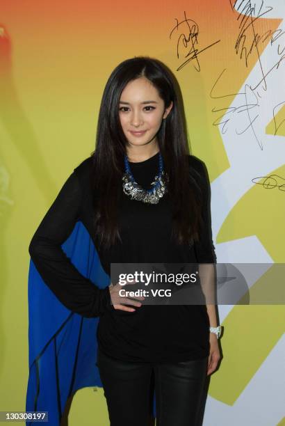 Actress Yang Mi attends a charity event at General Administration of Sport of China on October 25, 2011 in Beijing, China.