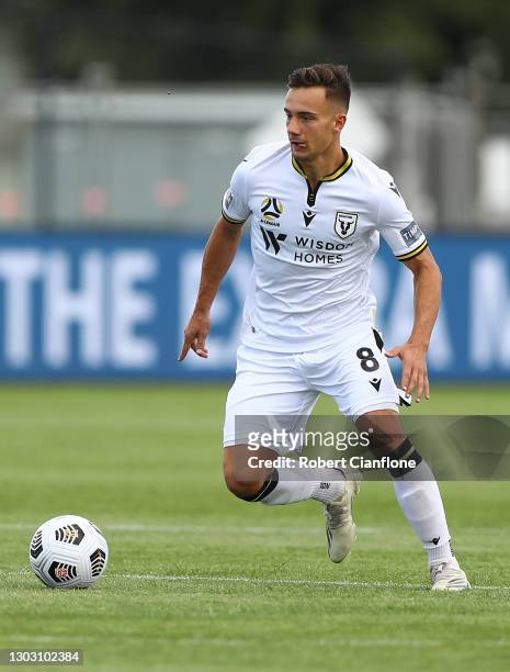 Benat Etxebarria of Macarthur FC runs with the ball during the A-League match between Western United and Macarthur FC at Mars Stadium, on February 20...