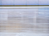 Smooth ice on the ice rink after it was resurfaced
