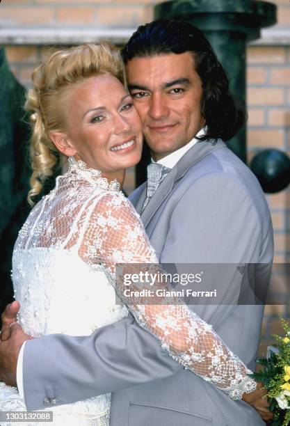 French actress and dancer Marlene Mourreau at her wedding with Michel Guevara, Madrid, Spain, 2000.