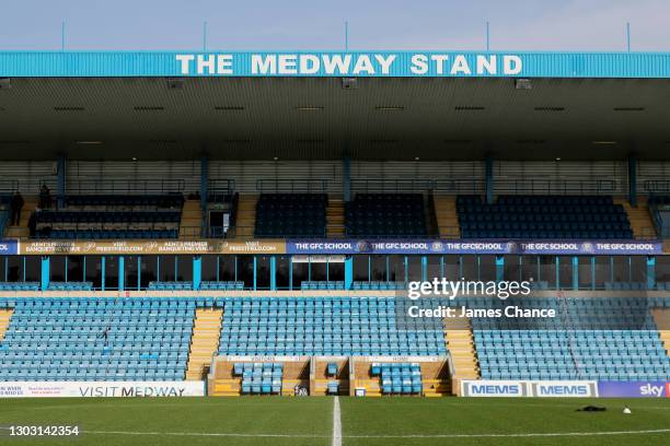 General view of the Medway Stand prior to the Sky Bet League One match between Gillingham and Bristol Rovers at MEMS Priestfield Stadium on February...