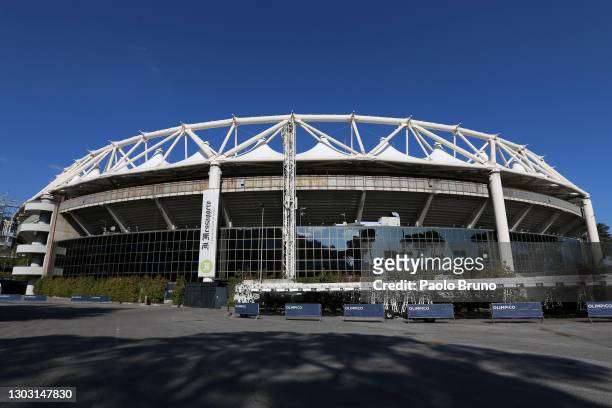 General view outside the stadium prior to the Serie A match between SS Lazio and UC Sampdoria at Stadio Olimpico on February 20, 2021 in Rome, Italy....
