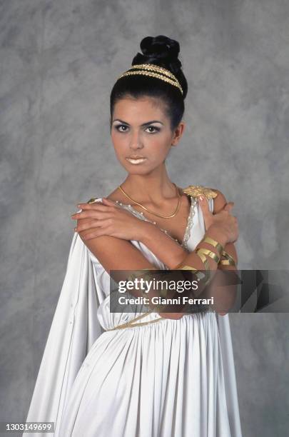 Spanish model Maria Reyes, Miss Spain 1995, during a photo-shoot representing women in history , Madrid, Spain, 1995.