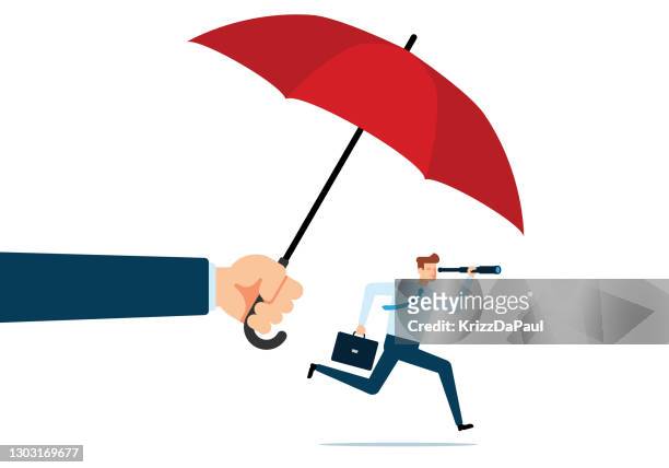 partnership - holding umbrella stock illustrations